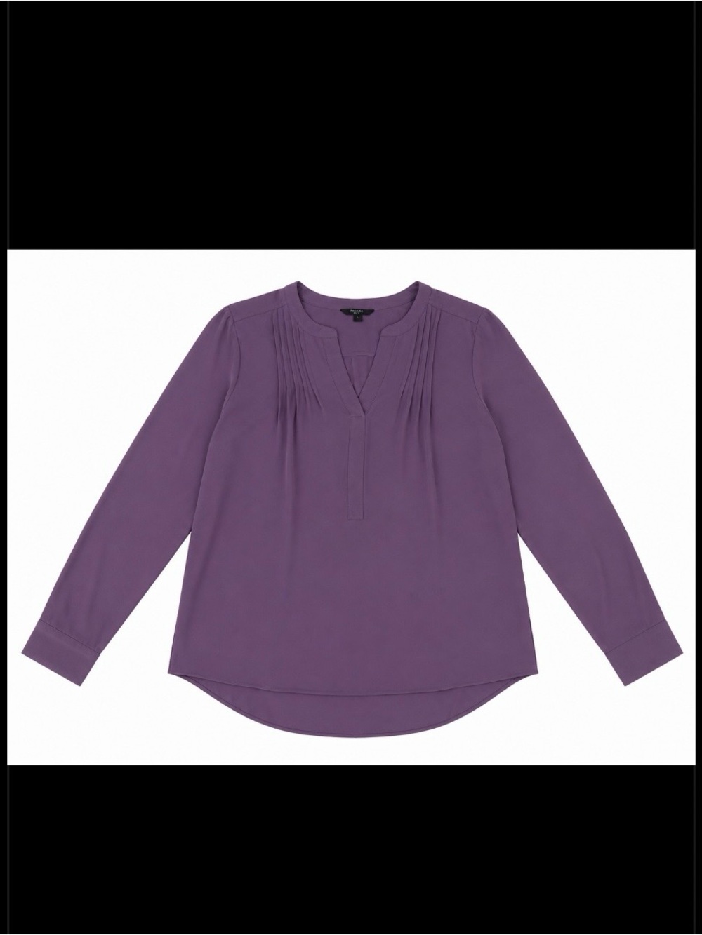 Simply Vera Vera Wang Purple Pleated V-Neck Long-Sleeve Blouse